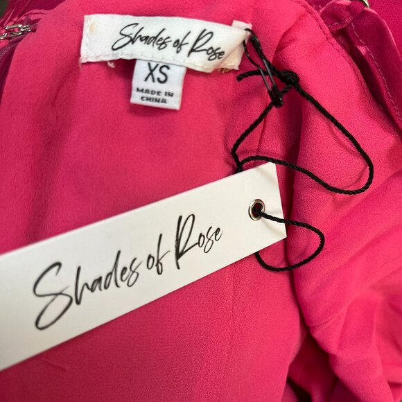 Shades of Rose Phoenix Asymmetrical Neck Floral Pink Midi Dress‎ Sexy NEW XS - Picture 8 of 8